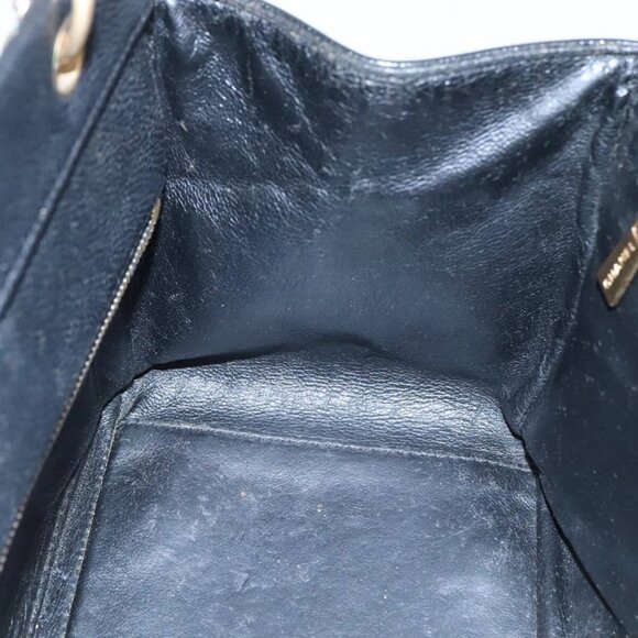 CHANEL Matelasse Chain Hand Bag Grained Calf Skin Black Gold CC Auth PP148 - Picture 12 of 16